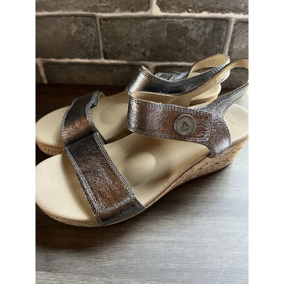 ABEO CORA Leather Sandals Size 8 With Cork Wedge Adjustable - Picture 12 of 15